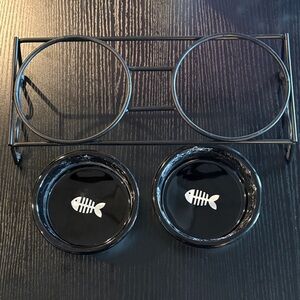 Small Pet Bowl Set with Metal Stand